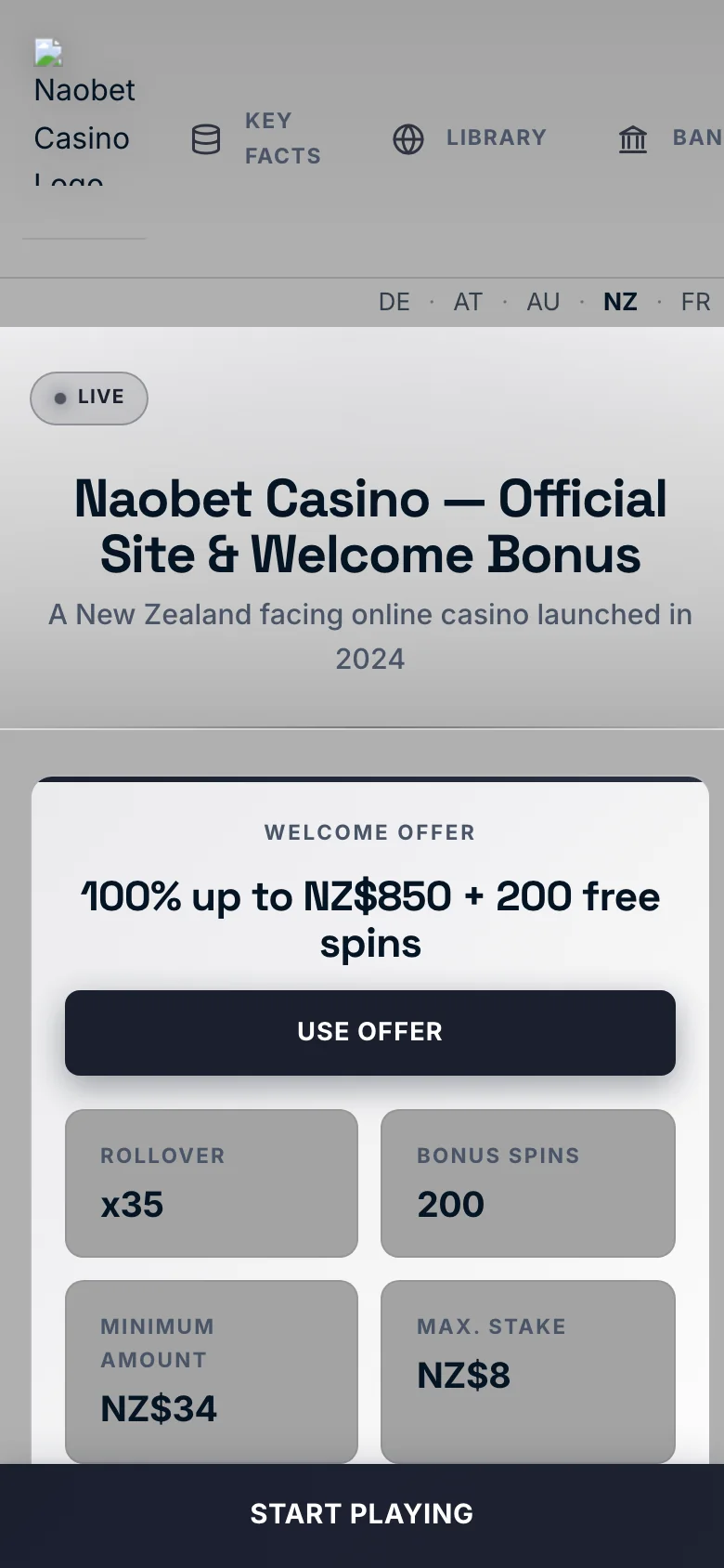 Naobet Casino mobile lobby screenshot